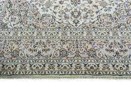 Full view of 2000s Kashan rug from Iran / Persia, 375 × 252 cm in Beige tones