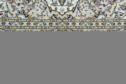 Full view of 2000s Kashan rug from Iran / Persia, 297 × 200 cm in Beige tones