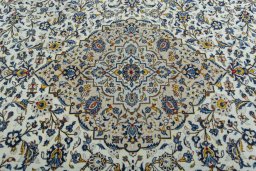 Central medallion detail of 2000s Kashan rug from Iran / Persia