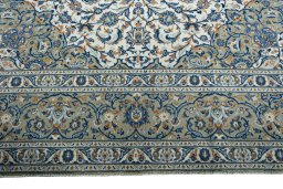 Full view of 2000s Kashan rug from Iran / Persia, 406 × 298 cm in Beige tones