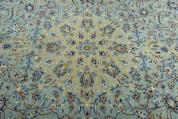Central medallion detail of 2000s Kashan rug from Iran / Persia