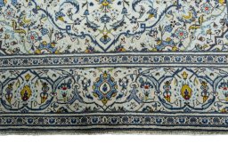 Full view of 2000s Kashan rug from Iran / Persia, 310 × 197 cm in Beige tones