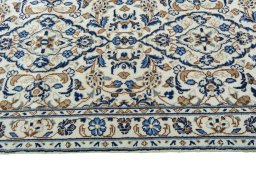 Full view of 2000s Kashan rug from Iran / Persia, 321 × 76 cm in Beige tones