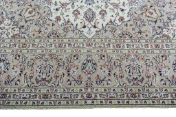 Full view of 2000s Kashan rug from Iran / Persia, 354 × 245 cm in Beige tones