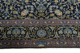 Full view of 2000s Kashan rug from Iran / Persia, 371 × 279 cm in Blue tones