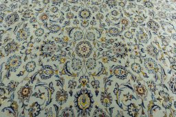 Central medallion detail of 1970s Kashan rug from Iran / Persia