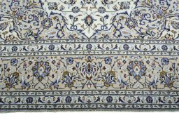 Full view of 2000s Kashan rug from Iran / Persia, 340 × 245 cm in Beige tones