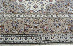 Full view of 2000s Kashan rug from Iran / Persia, 346 × 251 cm in Beige tones