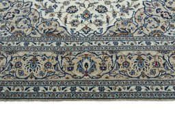 Full view of 2000s Kashan rug from Iran / Persia, 403 × 296 cm in Beige tones