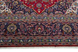 Full view of 2000s Kashan rug from Iran / Persia, 410 × 312 cm in Red tones