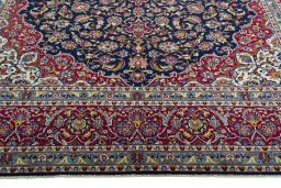 Full view of 2000s Kashan rug from Iran / Persia, 394 × 305 cm in Blue tones