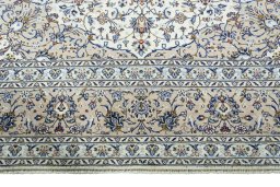 Full view of 2000s Kashan rug from Iran / Persia, 405 × 294 cm in Beige tones