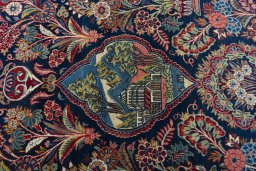 Central medallion detail of 1930s Kashan rug from Iran / Persia