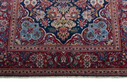 Full view of 1930s Kashan rug from Iran / Persia, 202 × 134 cm in Blue tones