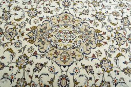 Central medallion detail of 2000s Kashan rug from Iran / Persia