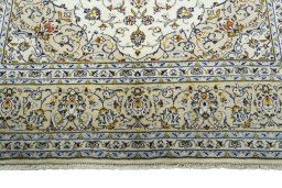 Full view of 2000s Kashan rug from Iran / Persia, 296 × 206 cm in Beige tones