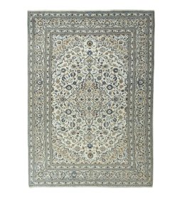 Full view of 2000s Kashan rug from Iran / Persia, 344 × 246 cm in Beige tones