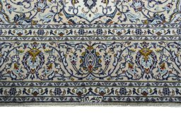 Full view of 2000s Kashan rug from Iran / Persia, 338 × 243 cm in Beige tones