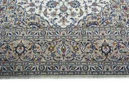 Full view of 2000s Kashan rug from Iran / Persia, 395 × 302 cm in Beige tones