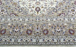 Full view of 2000s Kashan rug from Iran / Persia, 355 × 253 cm in Beige tones