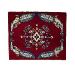 Full view of 2000s Kashan rug from Iran / Persia, 76 × 91 cm in Multi Color tones