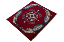 Close-up detail of 2000s Kashan rug from Iran / Persia showing Wool weave