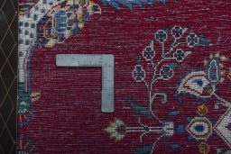 Close-up detail of 2000s Kashan rug from Iran / Persia showing Wool weave