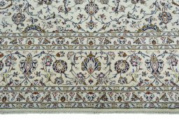 Full view of 2000s Kashan rug from Iran / Persia, 405 × 288 cm in Beige tones