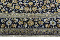 Full view of 2000s Kashan rug from Iran / Persia, 425 × 311 cm in Blue tones