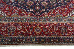 Full view of 2000s Kashan rug from Iran / Persia, 415 × 315 cm in Blue tones