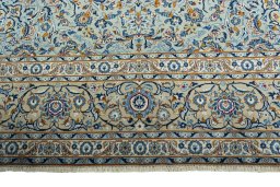 Full view of 2000s Kashan rug from Iran / Persia, 425 × 310 cm in Blue tones