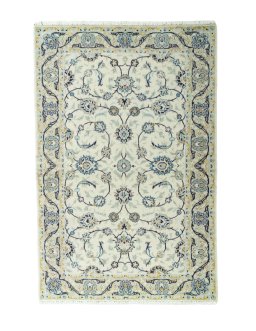 Full view of 2000s Kashan rug from Iran / Persia, 165 × 110 cm in Beige tones