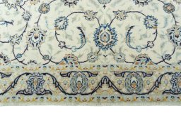 Full view of 2000s Kashan rug from Iran / Persia, 165 × 110 cm in Beige tones