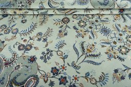 Close-up detail of 2000s Kashan rug from Iran / Persia showing Wool weave