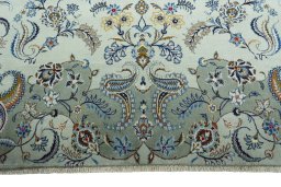 Full view of 2000s Kashan rug from Iran / Persia, 458 × 316 cm in Green tones