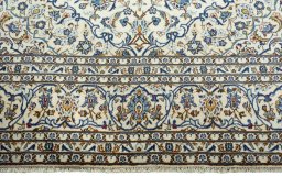 Full view of 2000s Kashan rug from Iran / Persia, 363 × 244 cm in Beige tones