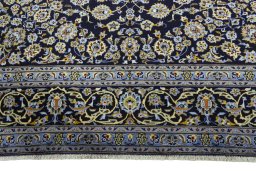 Full view of 2000s Kashan rug from Iran / Persia, 394 × 280 cm in Blue tones