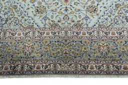 Full view of 2000s Kashan rug from Iran / Persia, 415 × 307 cm in Blue tones