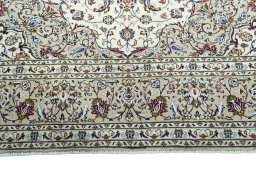 Full view of 2000s Kashan rug from Iran / Persia, 348 × 240 cm in Beige tones