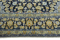 Full view of 2000s Kashan rug from Iran / Persia, 405 × 295 cm in Blue tones
