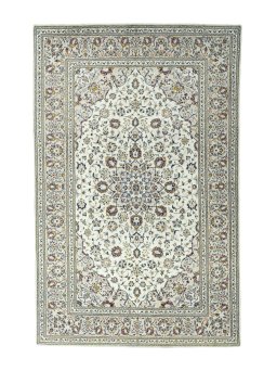Full view of 2000s Kashan rug from Iran / Persia, 310 × 198 cm in Beige tones