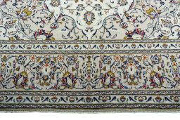 Full view of 2000s Kashan rug from Iran / Persia, 310 × 198 cm in Beige tones