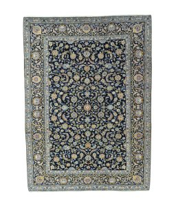 Full view of 2000s Kashan rug from Iran / Persia, 351 × 256 cm in Blue tones