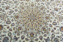 Central medallion detail of 2000s Kashan rug from Iran / Persia