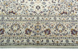 Full view of 2000s Kashan rug from Iran / Persia, 351 × 248 cm in Beige tones