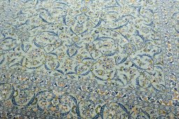 Close-up detail of 2000s Kashan rug from Iran / Persia showing Wool weave