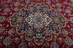 Central medallion detail of 2000s Kashan rug from Iran / Persia