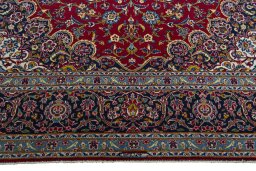 Full view of 2000s Kashan rug from Iran / Persia, 381 × 270 cm in Red tones