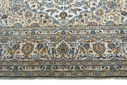 Full view of 2000s Kashan rug from Iran / Persia, 352 × 243 cm in Beige tones