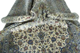 Surface texture of New Kashan rug with natural Cork and intricate pattern